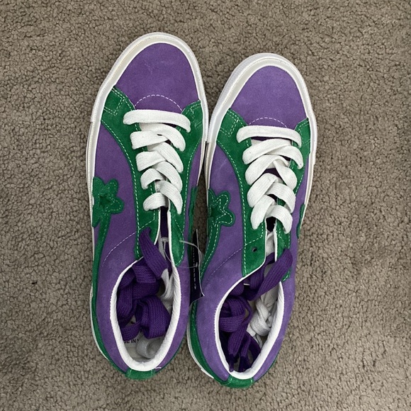 Mens 7 Golf le Fleur green & purple converse - Picture 2 of 4